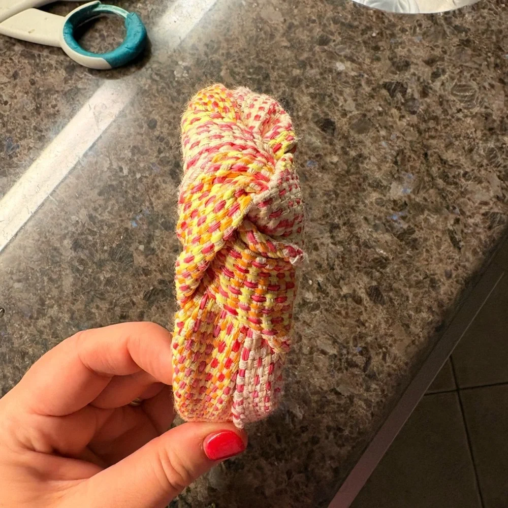 Anthropologie Pink Orange Yellow Woven Spring Knotted Headband